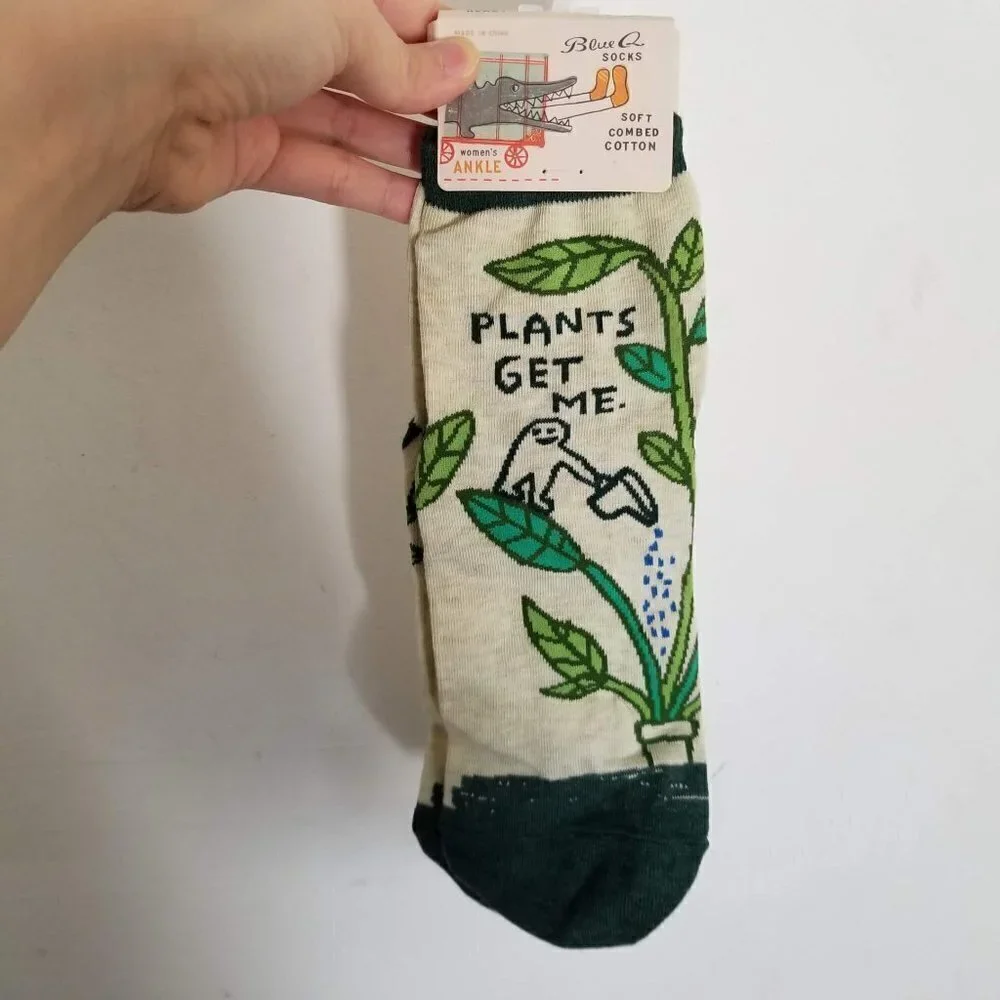 NEW Blue Q Plants Get Me Ankle Socks Shoe Sz 5-10